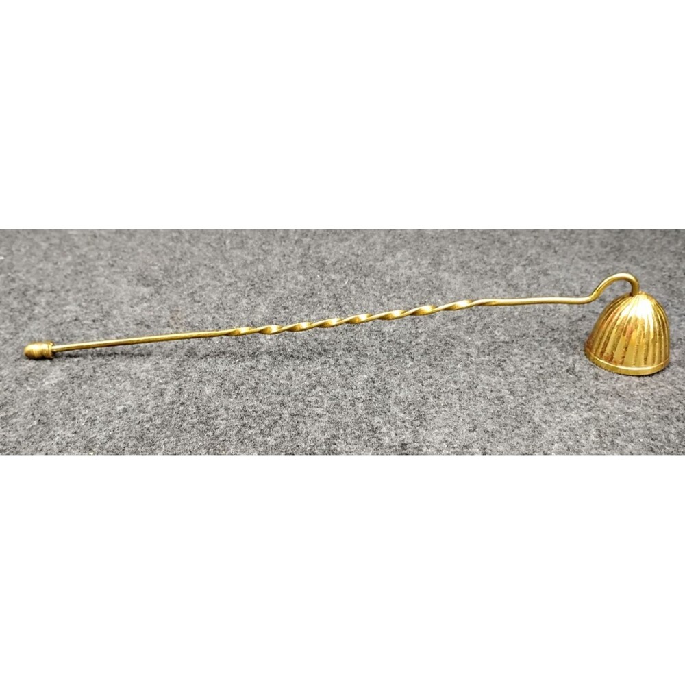 Vintage Brass Candle Snuffer Japan Twisted Spiral Handle Fluted Tulip Bell